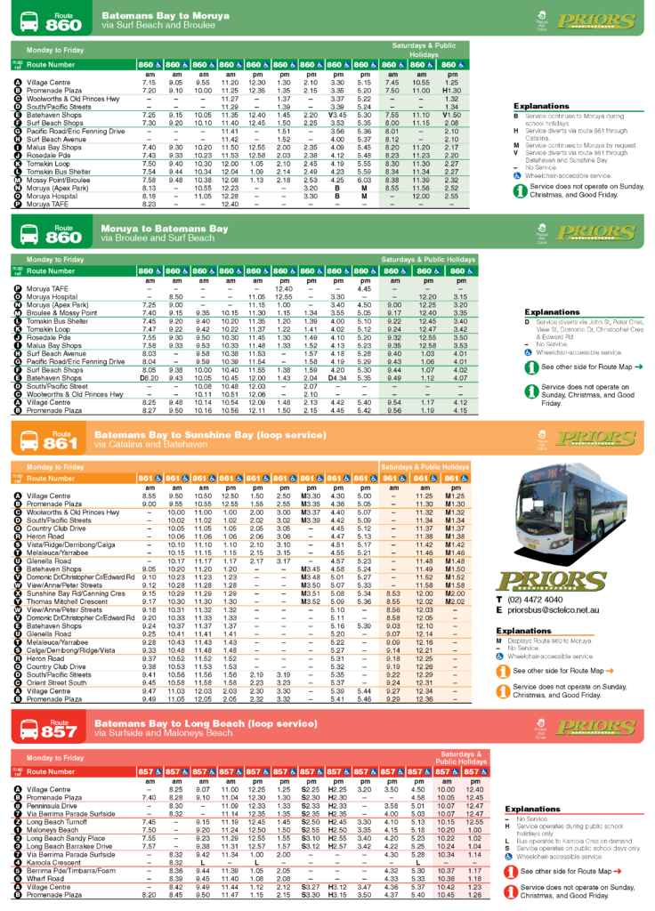23018 PRIORS Batemans Bay Timetable Page 2